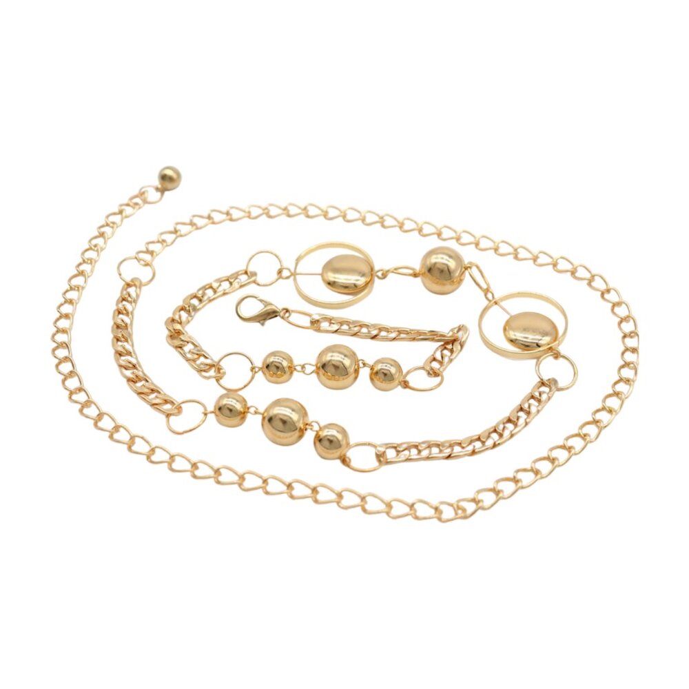 New Women Gold Metal Chain Thin Belt Gold Circle Round Charms Fit Size Size S M - Picture 3 of 17